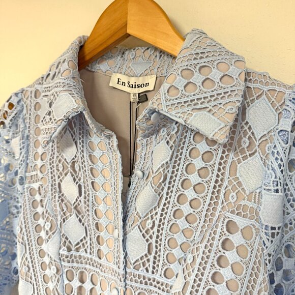 *NEW* En Saison Crochet Shirt Dress - Picture 6 of 11